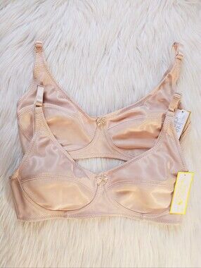 Inteco Intimates Light Nude Vintage-style Wire-free Unlined Demi Bras, 36C (34C)